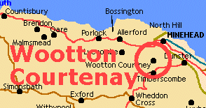 Map showing Wootton Courtenay