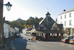 Dunster High Street and the ancient Yarnmarket (which featured in one of the Miss Marple films). The castle is on the skyline.